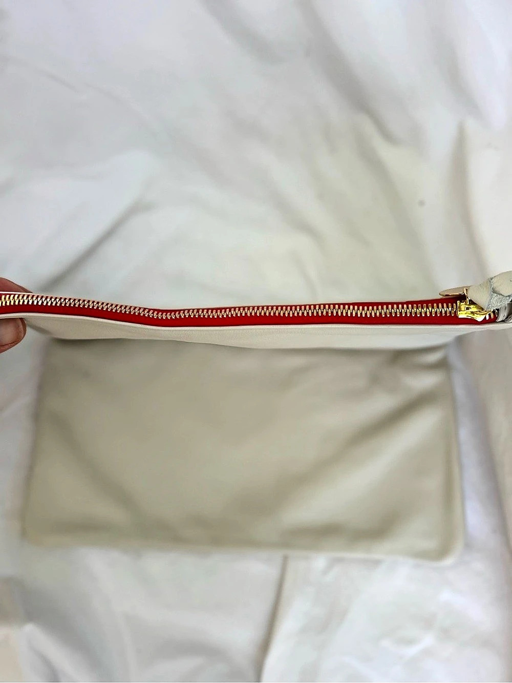 Clare V. Foldover Clutch. Cream